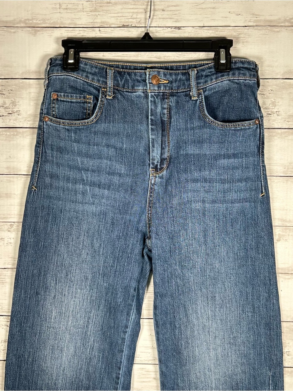 Pilcro High-Rise Relaxed Wide-Leg Cropped Slight Barrel Jeans 28 Petite - Picture 4 of 7